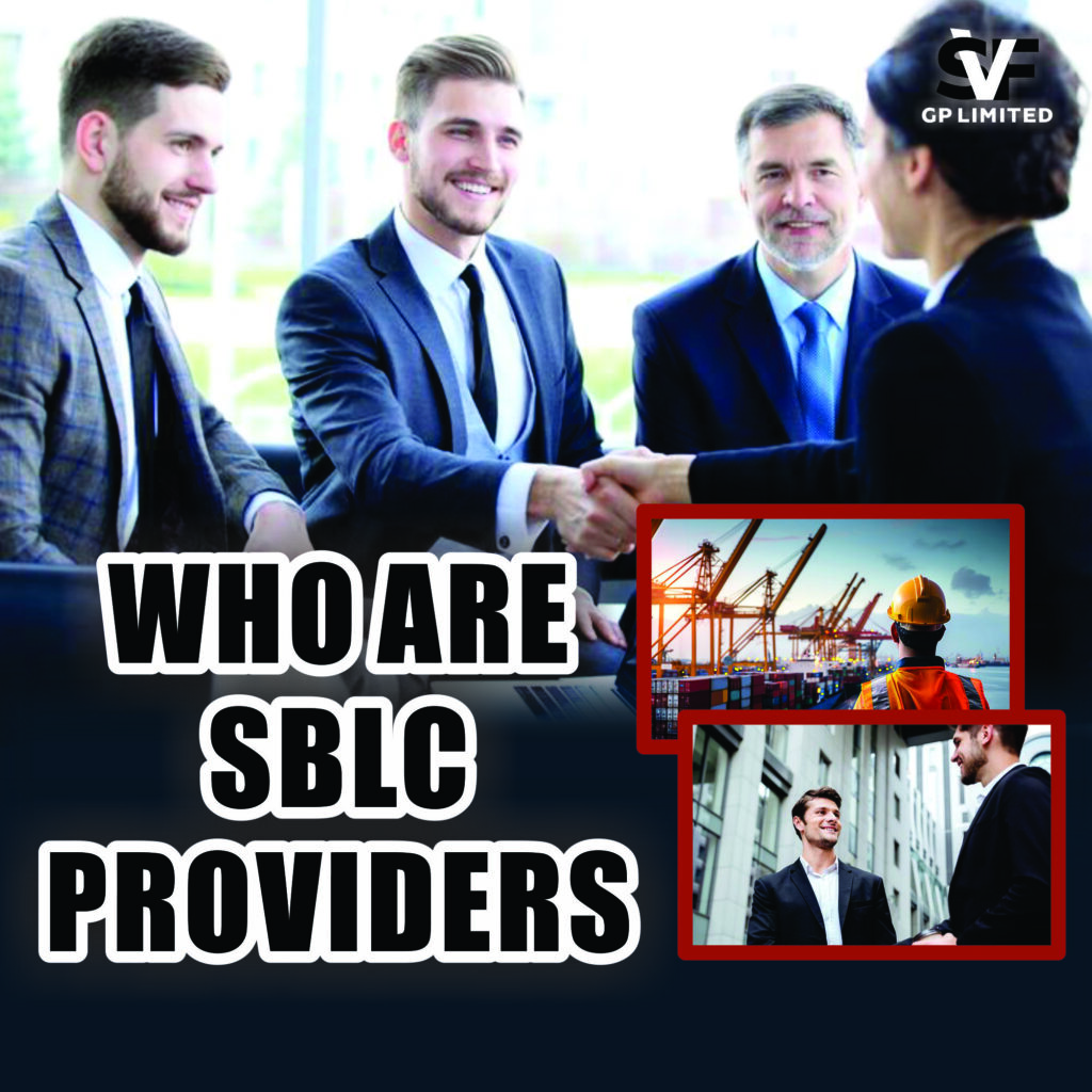 Business professionals in a meeting shaking hands, representing trusted SBLC providers — SVF GP Limited branding displayed.