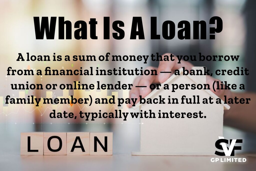 Illustration explaining what a loan is, showing a house model, loan blocks, and a definition of loans for borrowers in 2026.